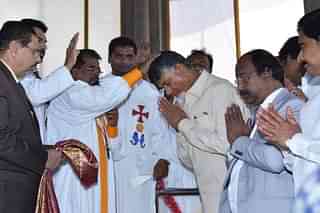 CM Chandrababu Naidu with Christian clergy in Vijayawada. (Source: @NCBN/Twitter)