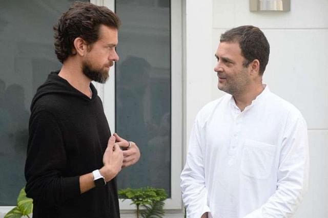 Twitter chief executive Jack Dorsey with Congress president Rahul Gandhi.