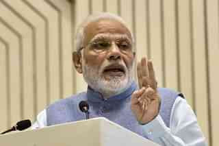 Prime Minister Narendra Modi addresses an event at Vigyan Bhawan in New Delhi. (Sonu Mehta/Hindustan Times)&nbsp;