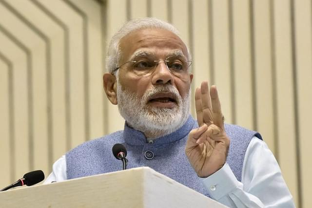 Prime Minister Narendra Modi addresses an event at Vigyan Bhawan in New Delhi. (Sonu Mehta/Hindustan Times)&nbsp;