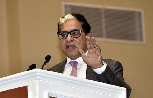 Justice A K Sikri speaks during the inauguration of a new court block at the Delhi High Court. (Sonu Mehta/Hindustan Times via GettyImages)