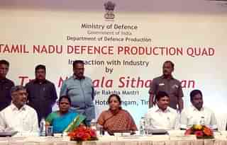 The Union Minister for Defence, Smt. Nirmala Sitharaman interacting with the local defence and allied industrialists, MSMEs and other stakeholdersC