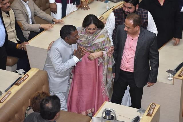 Kalia being congratulated by Chandigarh MP Kirron Kher (@KirronKherBJP/Twitter)