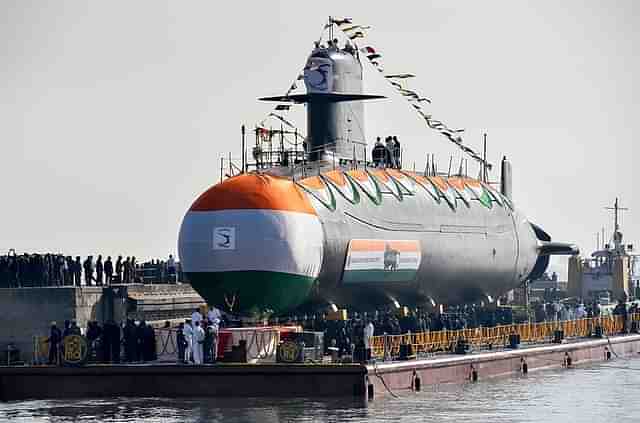 Khanderi, the second of Indian Navy Scorpene-class stealth submarines. (Representative Image)  (Photo by Kunal Patil/Hindustan Times via Getty Images)