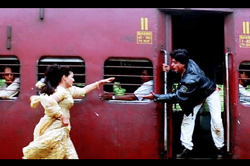 The iconic scene from Kajol-Shahrukh Khan starrer DDLJ (pic via Facebook)