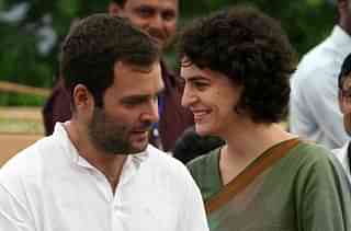 Rahul with Priyanka Gandhi Vadra. (Photo by Shekhar Yadav/India Today Group/Getty Images)