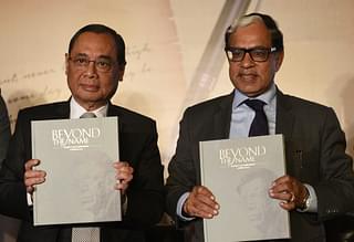  Book titled Beyond The Name by Justice V K Sabharwal being released by Chief Justice of India Ranjan Gogoi (L) and Justice Arjan Kumar Sikri (R) on 14 January 2019 in New Delhi, India. The book has been written by V K Sabharwals sons. (Vipin Kumar/Hindustan Times via GettyImages)&nbsp;