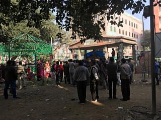 Protesters in front of Khayala police station. (<i>Swarajya</i>)