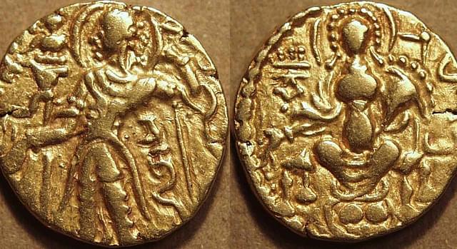 Gupta period, gold coin, fourth century CE (Source: CoinIndia)