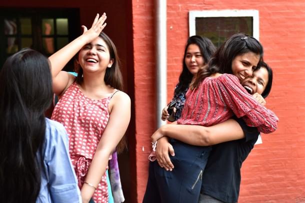 Students celebrate their success in the CBSE 12th standard examinations - Representative Image. (Photo by Sanchit Khanna/Hindustan Times via Getty Images) 