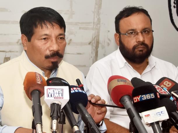 AGP President Atul Bora (R) (Photo by Rajib Jyoti Sarma/Hindustan Times via Getty Images)