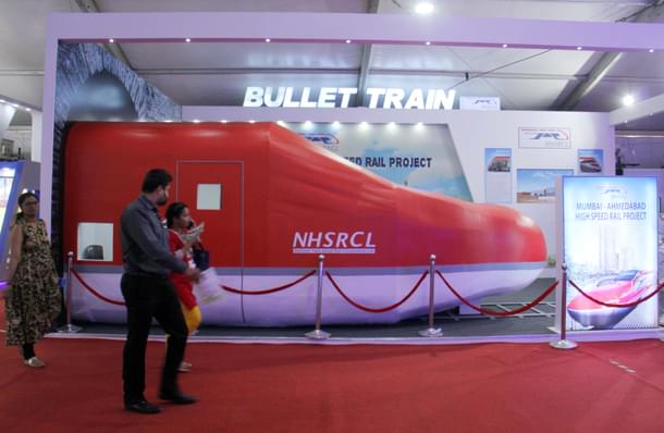 A replica of the bullet train during ‘Magnetic Maharashtra’ Convergence Summit 2018 (Photo by Pramod Thakur/Hindustan Times via Getty Images)
