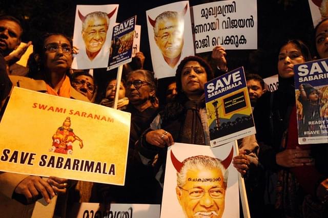  Sabarimala devotees during a protest against Kerala CM Pinarayi Vijayan (Qamar Sibtain/India Today Group/Getty Images)