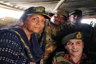 Defence Minister Nirmala Sitharaman with Army personnel. (@nsitharaman/Twitter)