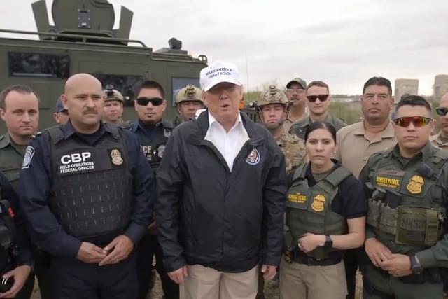 Donald Trump With Law Enforcement Officials and Border Patrol Agents (Screengrab Of The Video Posted By @realDonaldTrump/Twitter)
