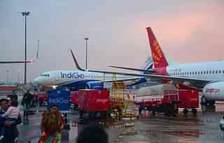 Indigo and Spicejet Aircraft at the Indira Gandhi International Airport in Delhi (Representative image) (Ramesh Pathania/Mint via Getty Images)