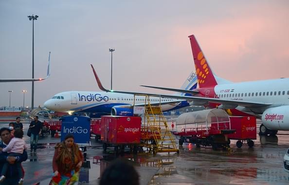 Indigo and Spicejet Aircraft at the Indira Gandhi International Airport in Delhi (Representative image) (Ramesh Pathania/Mint via Getty Images)