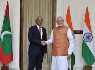 Prime Minister Narendra Modi with Maldivian President Ibrahim Solih (Sanjeev Verma/Hindustan Times via Getty Images)