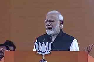 PM Modi speaking at the National Executive meeting. (@BJP4India/Twitter)