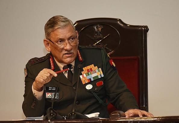 General Rawat speaking at the annual press conference at the Manekshaw Centre at the Delhi Cantonment (Vipin Kumar/Hindustan Times via Getty Images)
