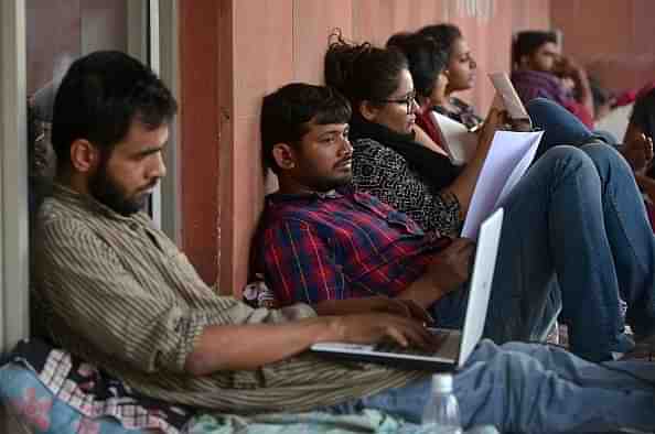 Umar Khalid and Kanhaiya Kumar during a hunger strike (K Asif/India Today Group/Getty Images)