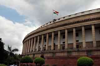 Indian Parliament on a cloudy weather. (Arvind Yadav/Hindustan Times via Getty Images)