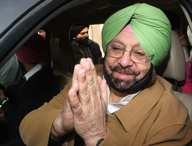 Capt. Amarinder Singh after filing the nomination form as a Congress candidate from Patiala seat on January 10, 2012 in Patiala. (Photo by Bharat Bhushan/Hindustan Times via Getty Images)