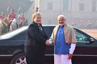 Prime Minister Narendra Modi with Norwegian PM Erna Solberg (representative image)(@PMOIndia/Twitter)