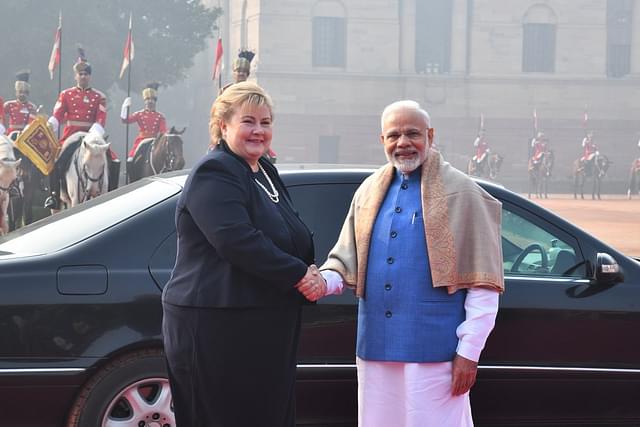 Prime Minister Narendra Modi with Norwegian PM Erna Solberg (representative image)(@PMOIndia/Twitter)