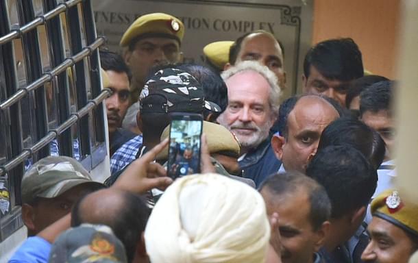 Christian Michel, the alleged middleman in the multi-crore AgustaWestland chopper deal, at a CBI court  in New Delhi, India. (Raj K Raj/Hindustan Times via Getty Images) 