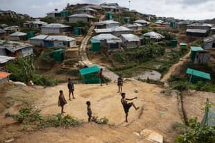 Rohingya boys play in Kutupalong camp in Cox’s Bazar, Bangladesh. (Paula Bronstein/GettyImages) 
