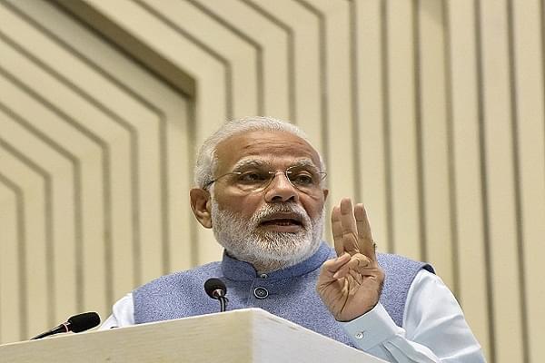 PM Narendra Modi addressing a gathering in New Delhi (Sonu Mehta/Hindustan Times)