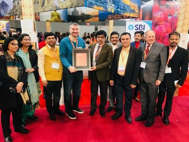 Secretary Tripathi receiving the award. (PIB)