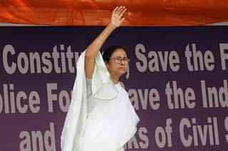 West Bengal Chief Minister Mamata Banerjee  during Save Constitution dharna on 5 February in Kolkata, (Samir Jana/Hindustan Times via GettyImages)&nbsp;
