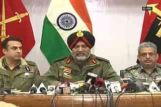 Lt Gen Kalwanjeet Singh Dhillon at the press briefing. (Pic via ANI)