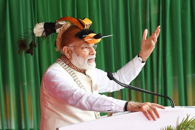 PM Narendra Modi in Nyishi tribal headgear of Arunachal Pradesh during his visit to Itanagar