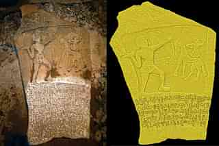 Inscription stone found in Hebbal, digital imprint of the hero stone.