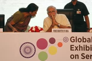 Prime Minister Narendra Modi with Finance Minister Nirmala Sitharaman. (Virendra Singh Gosain/Hindustan Times via GettyImages) 