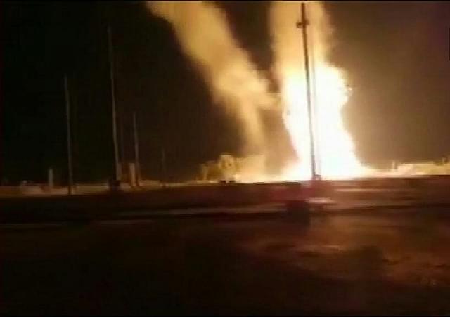 Image of the explosion of the gas pipeline at the Dera Bugti area (image: twitter)