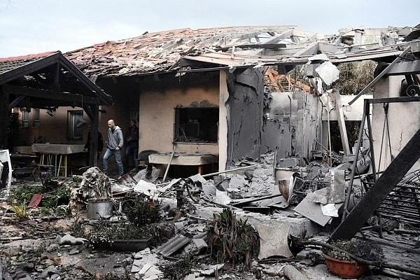 The Israeli house destroyed by Hamas rocket north of Tel Aviv (@IDF/Twitter)