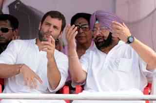 Congress President Rahul Gandhi with Chief Minister of Punjab Captain Amarinder Singh during a rally. (Bharat Bhushan/Hindustan Times via GettyImages)