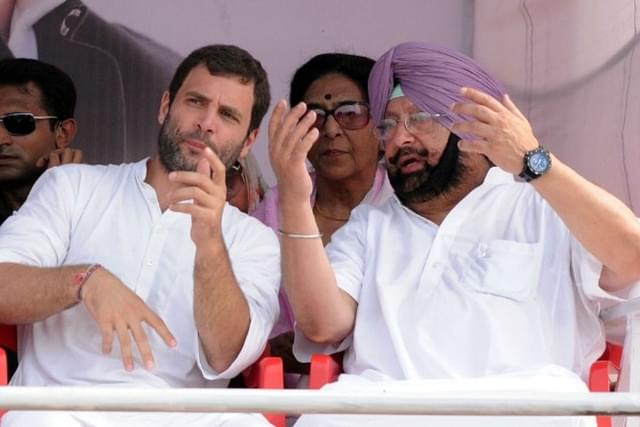 Congress President Rahul Gandhi with Chief Minister of Punjab Captain Amarinder Singh during a rally. (Bharat Bhushan/Hindustan Times via GettyImages)