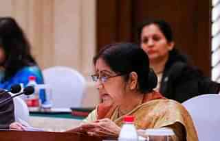 External Affairs Minister Sushma Swaraj speaking at the IOC meeting.