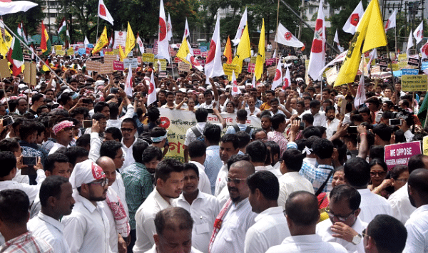 A demonstration against the CAA in Assam (Representative image) (Rajib Jyoti Sarma/Hindustan Times via GettyImages) 