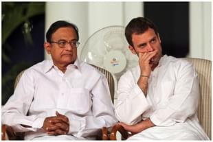 Congress party leaders Rahul Gandhi and former finance minister P Chidambaram. (MANISH SWARUP/AFP/GettyImages)