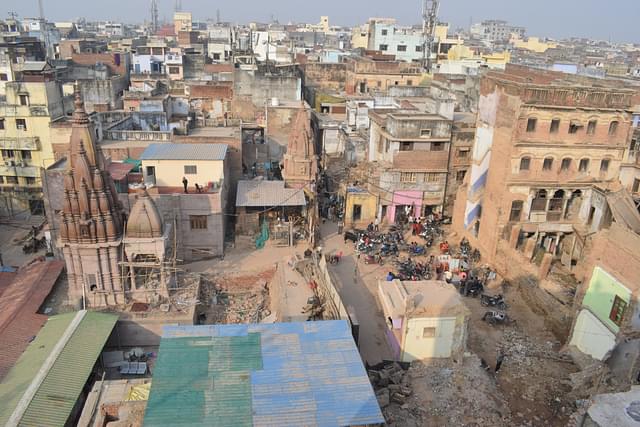 Work in progress: Buildings that had mushroomed in the vicinity of the Kashi Vishwanath temple making way for the project