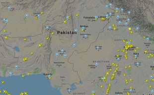 Pakistan’s airspace along India’s broder. 