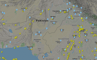 Pakistan’s airspace along India’s broder.&nbsp;