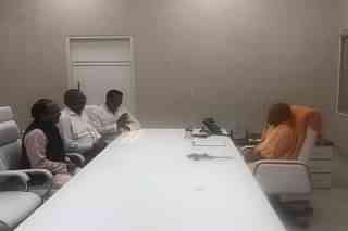 Nishad Party leaders meet UP CM Yogi Adityanath. (@ANINewsUP/Twitter)