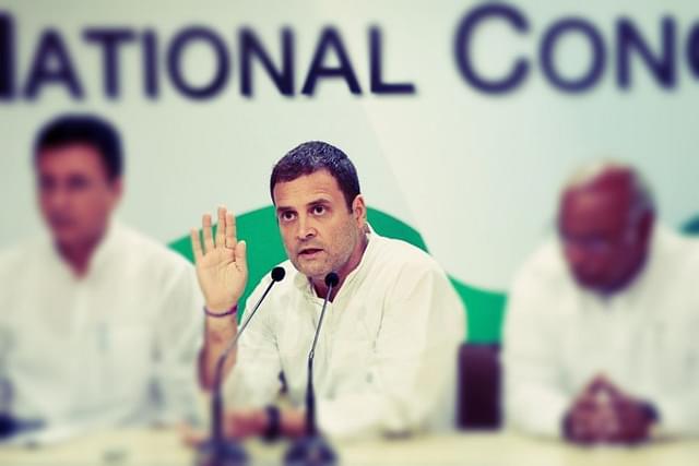Congress Party president Rahul Gandhi with other Congress leaders during a press conference on the issue of CBI chief Alok Vermas removal (Sonu Mehta/Hindustan Times via GettyImages)
